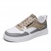 Men Microfiber Leather Non Slip Lace Up Casual Skate Shoes