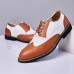 Men Leather Vintage Brogue Engraved British Lace  Up Business Dress Shoes
