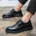 Men Brogue Embossed Lace Up Breathable Business Dress Shoes