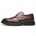 Men Business Soft Lace Up Rubber Soled Brogue Dress Shoes