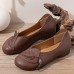 Women Retro Folkways Pattern Round Toe Soft Sole Comfy Flats Casual Shoes