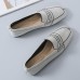 Women’s Soft Comfortable Knitted Stitching Large Size Square Toe Casual Flat Shoes