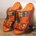  Casual Vacation Hollow Out Flowers Decoration Bohemian Backless Slip On Sandals For Women