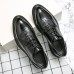 Men Brogue Embossed Lace Up Breathable Business Dress Shoes