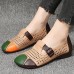 Women Breathable Retro Duck Paw Colorblock Hollow Soft Comfy Simple Slip On Flat Shoes