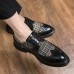 Men Retro Splicing Dress Shoes Lace Up Brogue Formal Shoes