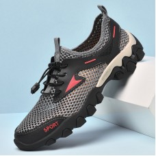 Men Breathable Mesh Fabric Elastic Band Casual Non Slip Hiking Sport Shoes