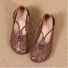 Women Round Toe Breathable Hollow Out Comfy Flat Casual Loafers Shoes