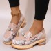 Plus Size Women Casual Fashion Rhinestone Decor Snakeskin Colorblock Loafers Shoes