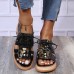 Plus Size Women Casual Fashion Rivet Decor Lace  up Sandals