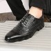 Men Brogue Embossed Pointed Toe Oxfords Business Dress Shoes