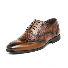 Men Brogue Embossed Pointed Toe Oxfords Business Dress Shoes
