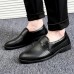 Men Black Pointed Toe Slip On Formal Dress Shoes