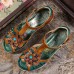  Genuine Leather Retro Three  dimensional Flower Comfy Breathable Hollow Heeled Sandals