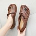 Women Hollow Ethnic Floral Embellished Loafers Casual Breathable Soft Comfy Flat Shoes