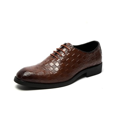 Men Plaid Lace Up Business Dress Oxfords Formal Shoes