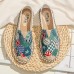 Women Pattern Slip On Comfy Hand Stitching Casual Flat Loafers Shoes