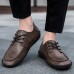 Men Casual Cowhide Leather Driving Loafers Driving Casual Business Shoes