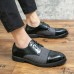 Men Casual Pointed Toe Breathable Hollow Splicing Business Dress Shoes