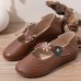 Women Vintage Floral Pattern Round Toe Breathable Soft Sole Comfy Flats