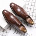 Men Embossed Lace Up Casual Oxfords Business Microfiber Shoes