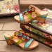  Casual Leather Floral Woodgrain Backless Comfy Chunky Heel Sandals