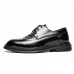 Men Brogue Embossed Lace Up Breathable Business Dress Shoes