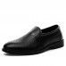 Men Black Pointed Toe Slip On Formal Dress Shoes