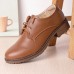 Women Lace  up Comfy Versatile Office Shoes Retro Solid Color Flats