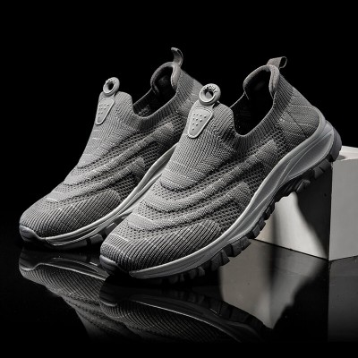 Men Knitted Fabric Breathable Slip Resistant Outdoor Walking Casual Shoes