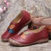 Women Retro Flower Stitching Comfy Round Toe Slip On Flat Loafers Shoes