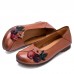  Genuine Leather Handmade Breathable Soft Comfy Floral Decor Casual Retro Ethnic Flats