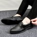 Men Black Pointed Toe Slip On Formal Dress Shoes