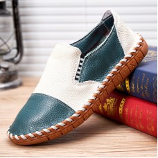 Menico Men’s Leather Breathable Sweat  wicking Hand  Sewn Soft Sole Flat Loafers