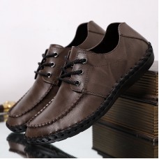 Men Casual Cowhide Leather Driving Loafers Driving Casual Business Shoes