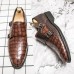 Men Crocodile Embossed Business Formal Monk Shoes