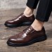 Men Brogue Non Slip Lace Up PU Leather Business Dress Shoes