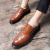 Men Brogue Non Slip Lace Up PU Leather Business Dress Shoes