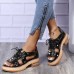 Plus Size Women Casual Fashion Rivet Decor Lace  up Sandals