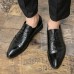 Men Crocodile Embossed Lace Up Derby Business Shoes