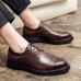 Men Business Soft Lace Up Rubber Soled Brogue Dress Shoes