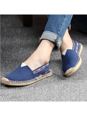 Women Large Size Ethnic Style Linen Slip  on Espadrille Fisherman’s Shoes