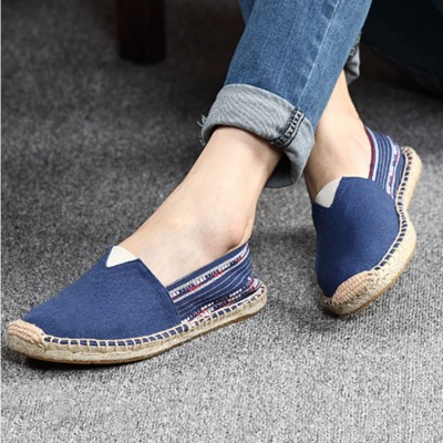 Women Large Size Ethnic Style Linen Slip  on Espadrille Fisherman’s Shoes