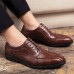 Men Embossed Lace Up Casual Oxfords Business Microfiber Shoes