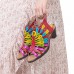  Genuine Leather Comfy Summer Vacation Bohemian Ethnic Colorblock Heeled Sandals