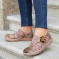  Genuine Leather Patchwork Ethnic Floral Decor Hook   Loop Soft Comfy Lightweight Flat Shoes