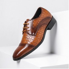 Men Business Brogue Lace Up Formal Point Toes Derby Shoes