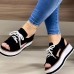 Large Size Summer Casual Platform Lace Up Canvas Sandals For Women