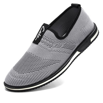 Men’s Knitted Hollow Breathable Antibacterial Deodorant Slip On Casual Sneakers