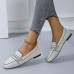 Women’s Soft Comfortable Knitted Stitching Large Size Square Toe Casual Flat Shoes